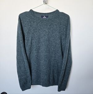 Land's End Crew Neck 2 Ply Cashmere Teal Donegal Sweater